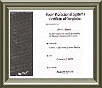 Bose Certification, Steve Vinson