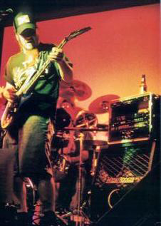 Dimebag Darrell Abbott jams on  Steve Vinson's custom Jackson guitars at Sharkey’s-1996